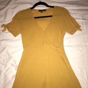Lulus My Philosophy Golden Yellow Wrap Dress XS